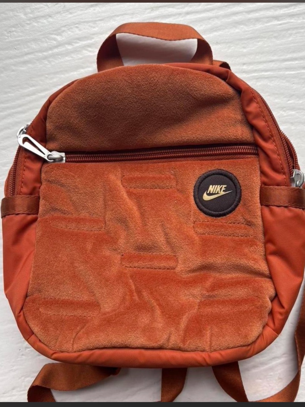 Nike Sportswear Futura 365 Velvet Velour Mini Backpack Orange